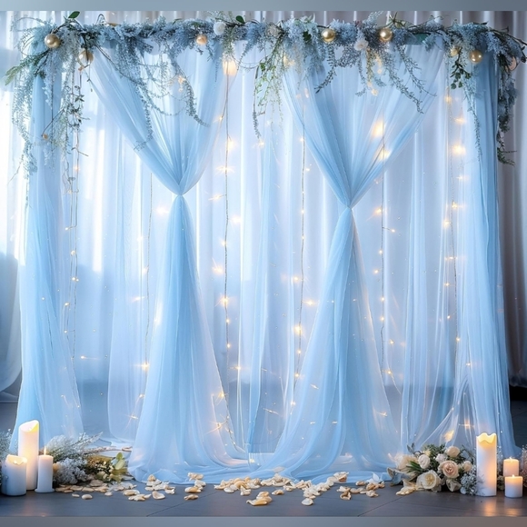 Other - Sheer White Curtain Panel 16ft X 5ft 16x5 Party Wedding Backdrop Display Drape